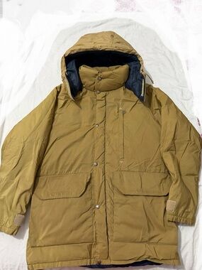Vintage Men's The North face Hooded Parka Jacket in Mustard Brown